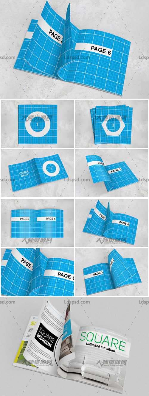 Square Brochure Mockups,正方形商业手册展示模型